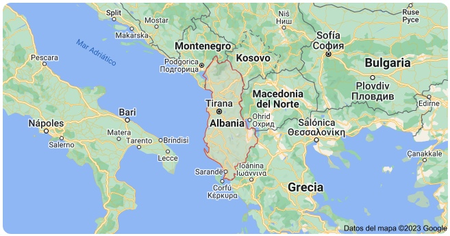 Mapa del país Albania
