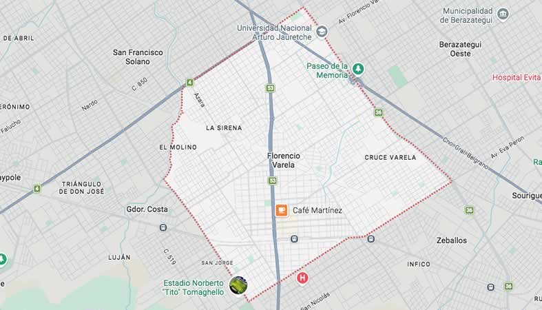 Mapa de calles de Florencio Varela - partido Florencio Varela