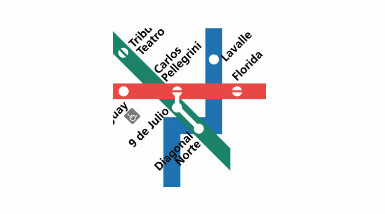 En esta combinación muchos se pierden pero es muy fácil. Bueno, la estación de la Linea C es Diagonal Morte, ahí vas a hacer combinación primero con la estación 9 de Julio de la Linea B y si seguís caminando hasta el final de la plataforma (o andén) vas a poder hacer combinación con la estación Carlos Pellegrini de la Linea D. Fácil!