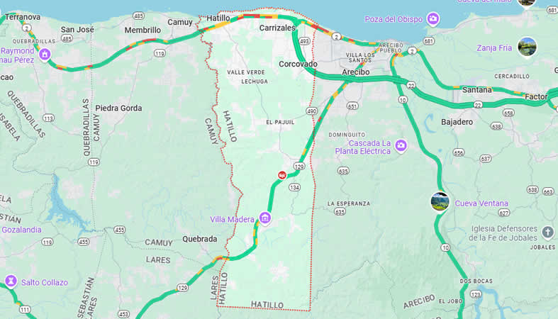 Mapa del municipio Hatillo, Puerto Rico