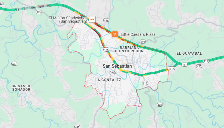 Mapa del municipio San Sebastián, Puerto Rico