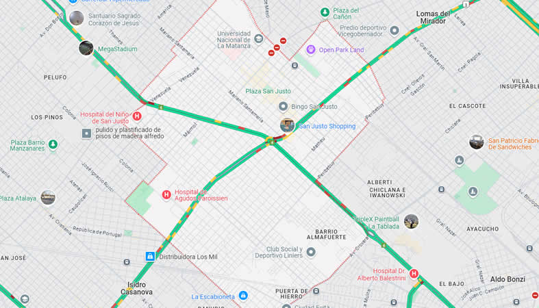 Mapa de la localidad San Justo, Partido de La Matanza, Provincia de Buenos Aires