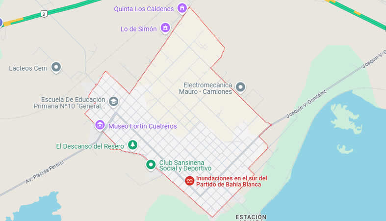 Mapa de General Daniel Cerri, partido Bahía Blanca, Provincia de Buenos Aires, Argentina