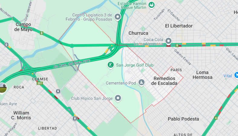 Mapa de Remedios de Escalada, partido Tres de Febrero, Provincia de Buenos Aires, Argentina