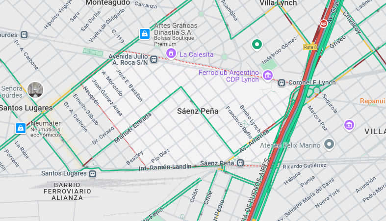 Mapa de Sáenz Peña, partido Tres de Febrero, Provincia de Buenos Aires, Argentina