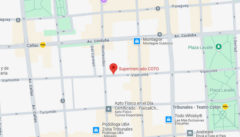 Mapa con la ubicación del supermercado Coto sucursal Viamonte 1571 - CAPITAL FEDERAL