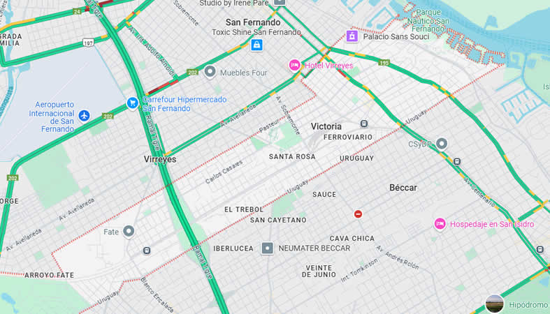 Mapa de Victoria, partido San Fernando, Provincia de Buenos Aires, Argentina